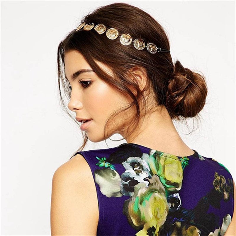 Yalice Gold Coin Head Chain Disc Elastic Headpieces Indian Headband Chain1920s Forehead Hair Accessories for Women - Image 5